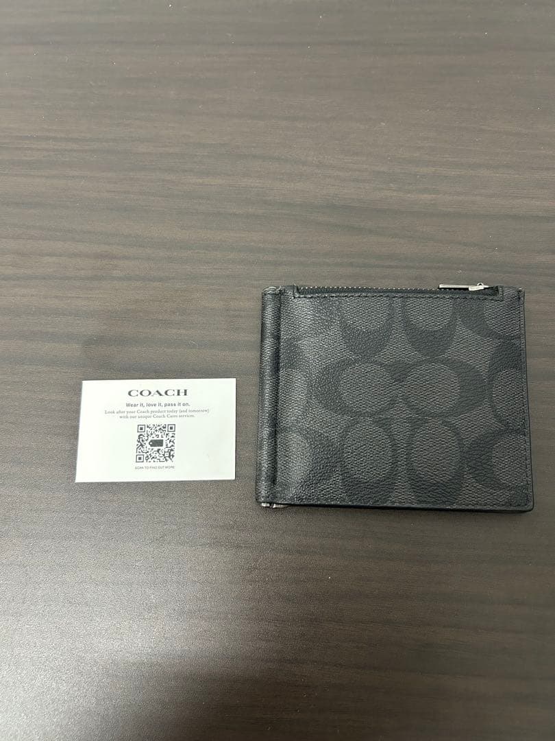 COACH ブラックレザー マネークリップ