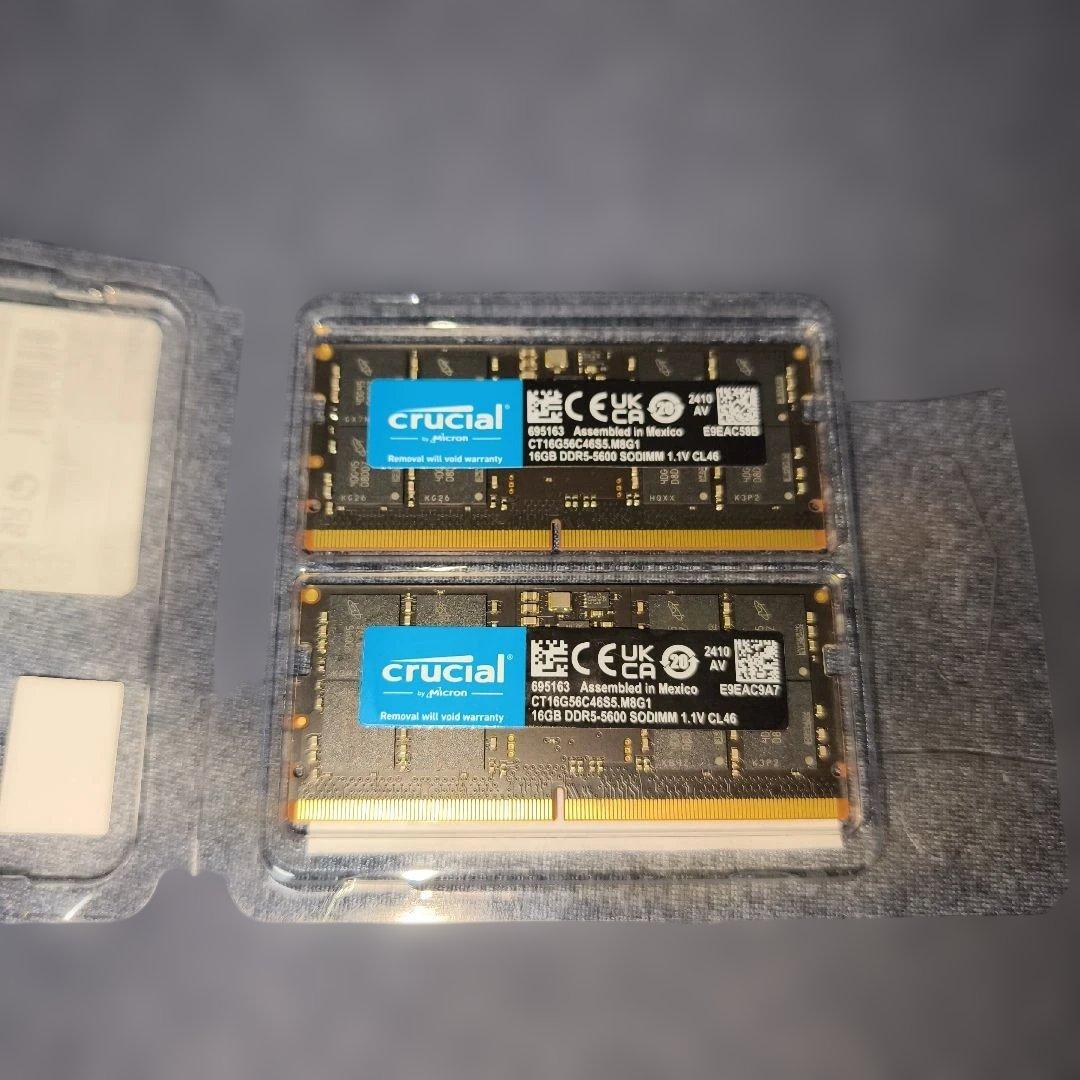 【ノートパソコン用】Crucial 32GB KIT DDR5 5600