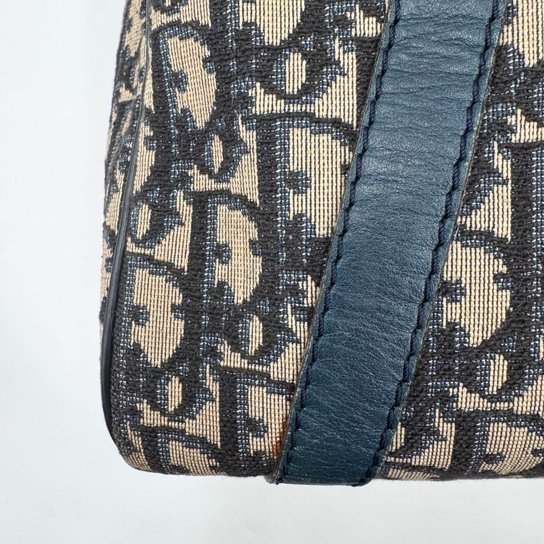 クリスチャンディオール　トロッター　ミニボストンバッグ　ネイビー　キャンバス