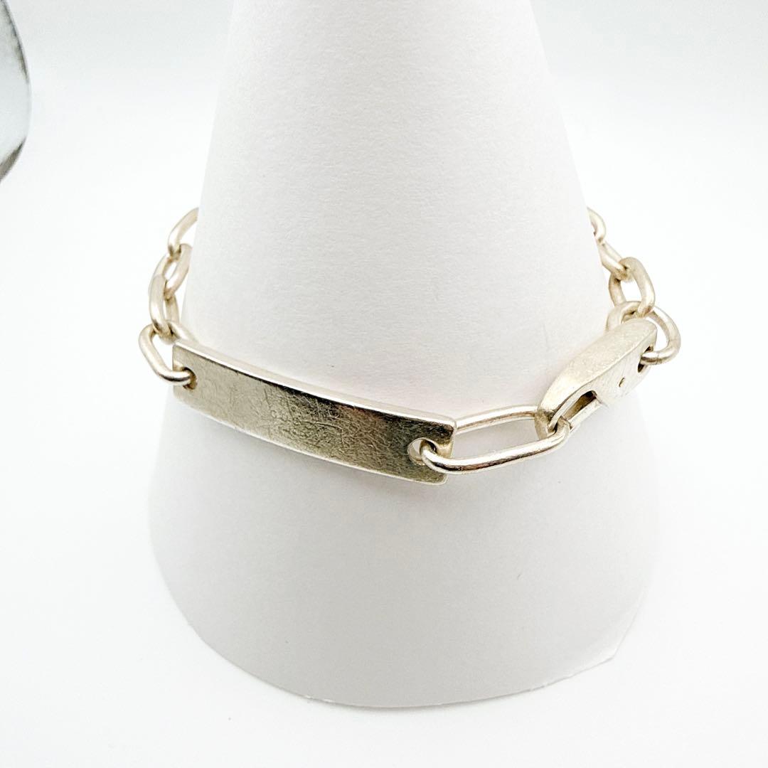 2944-1 人気✨GUCCI ブレスレット　プレート　チェーン　シルバー925