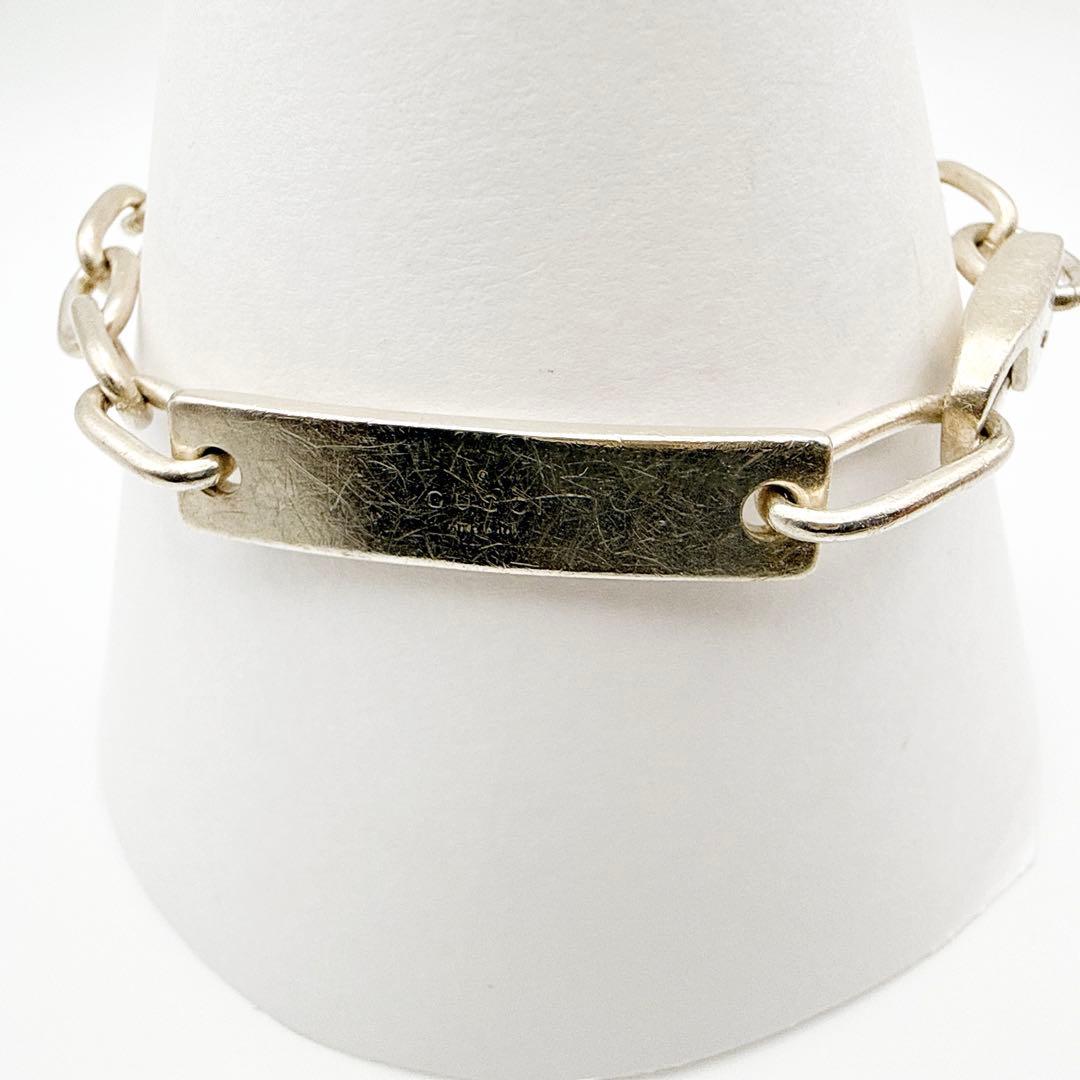 2944-1 人気✨GUCCI ブレスレット　プレート　チェーン　シルバー925