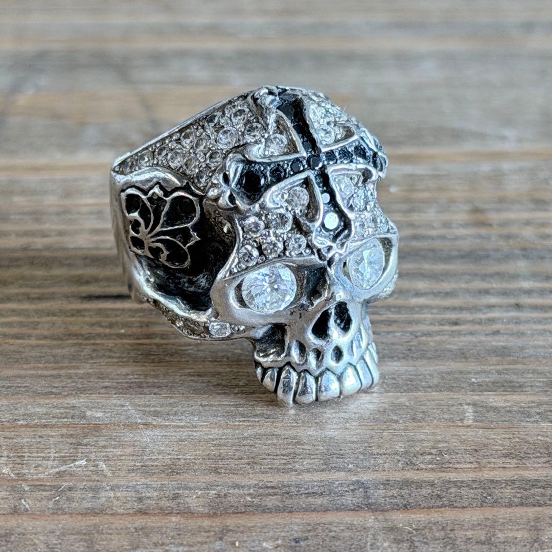 希少 アルテミスクラシック スカルリング 925 ジルコニア 13号 シルバー