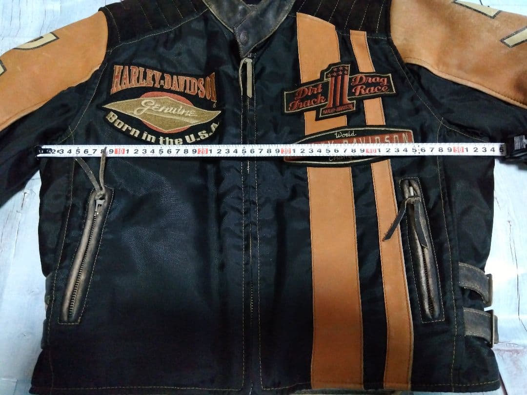 ハーレーダビッドソン　革ジャン　シングルライダース　ナイロン×革　М