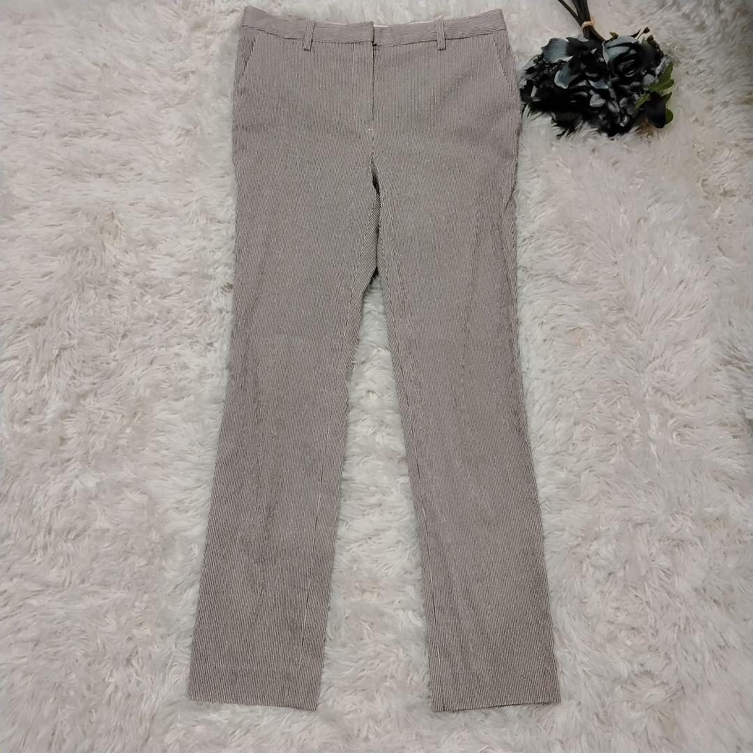 【未使用級】Theory シアサッカー パンツスーツ ストライプ ブラウン