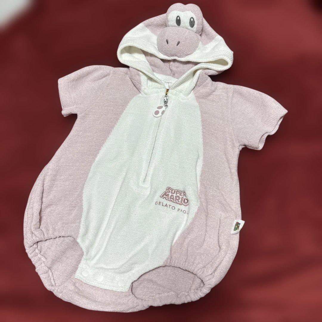 【70-80cm】ジェラートピケ スーパーマリオコラボ ヨッシーロンパース