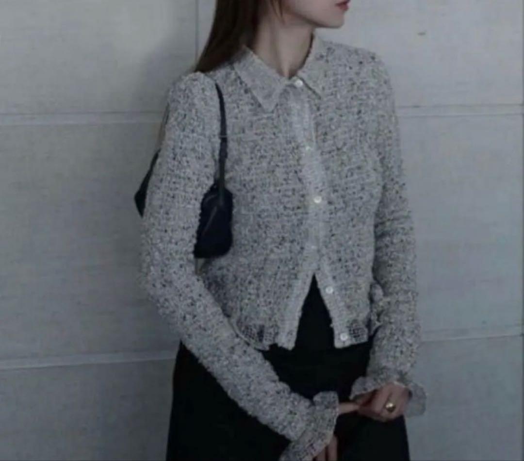 CLANE MIX MESH GATHER SHIRT アイボリー　サイズ2