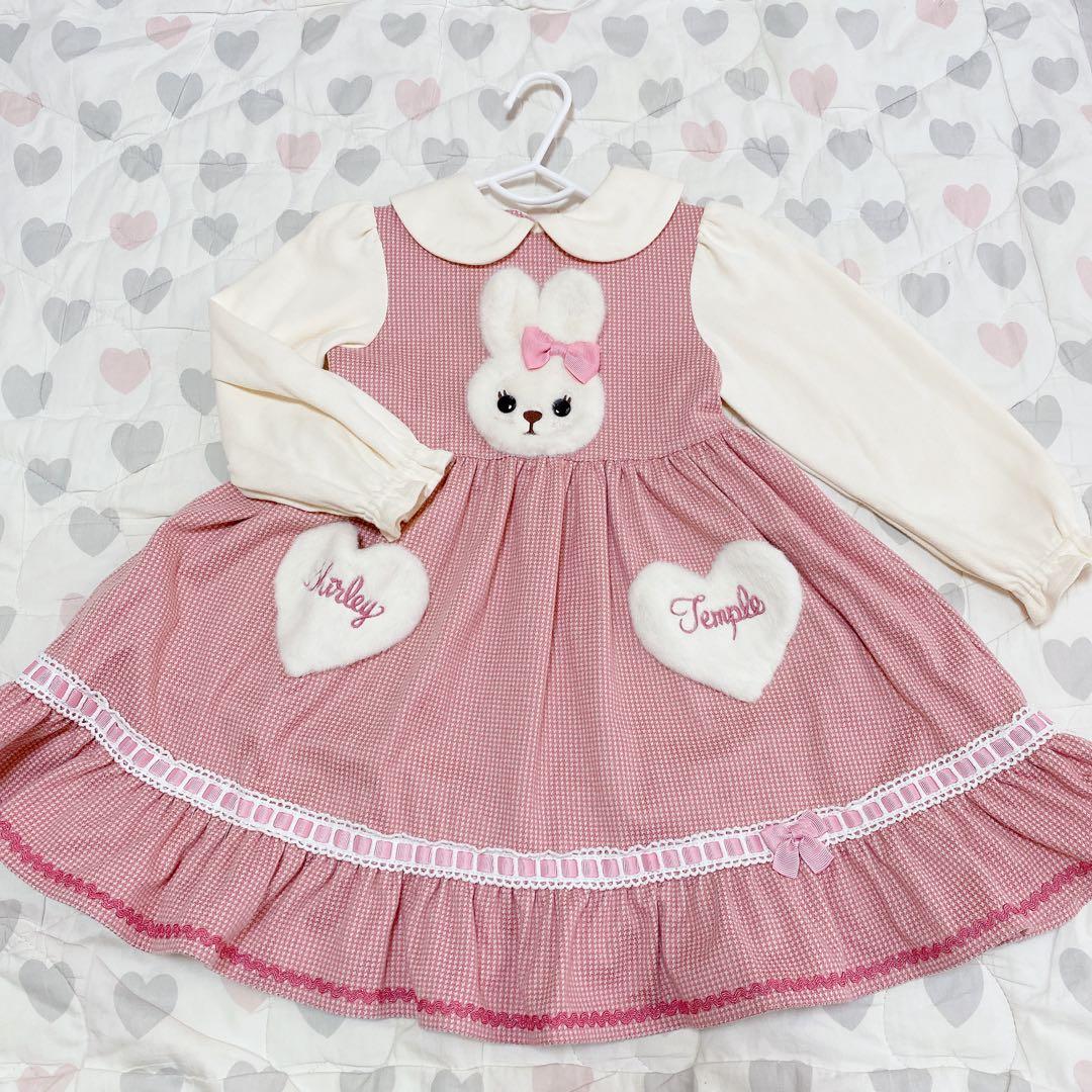 ち*。様 うさぎ千鳥チェックワンピース/シャーリーテンプル