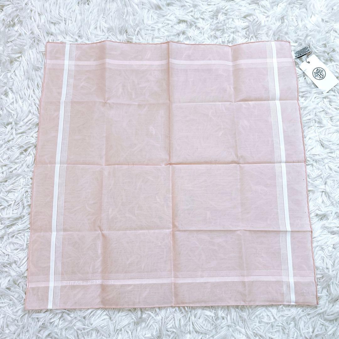 HERMES エルメス　ハンカチ　ピンク ストライプ　新品　未使用