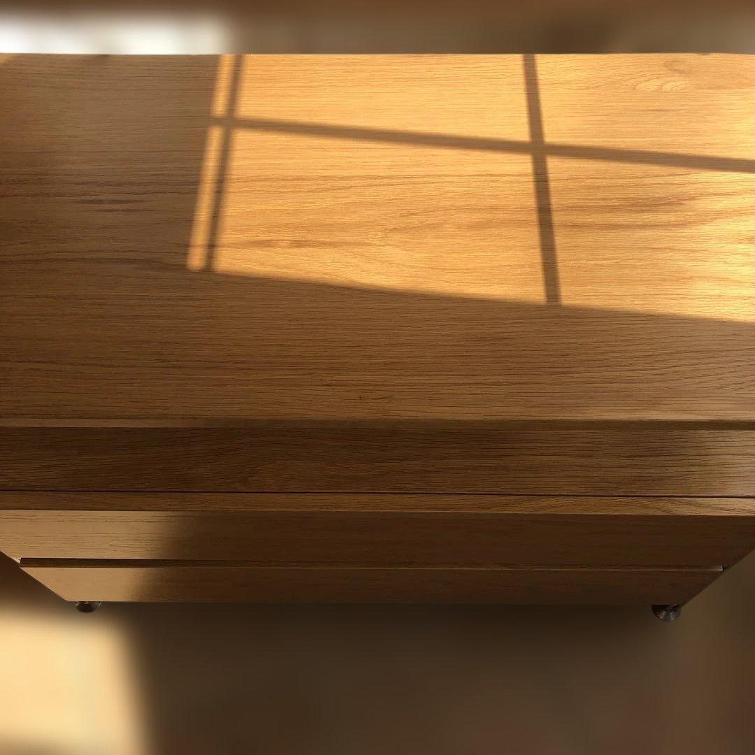 オクユキ！　無印良品 ステンレスユニットシェルフ・オーク材・引出し付