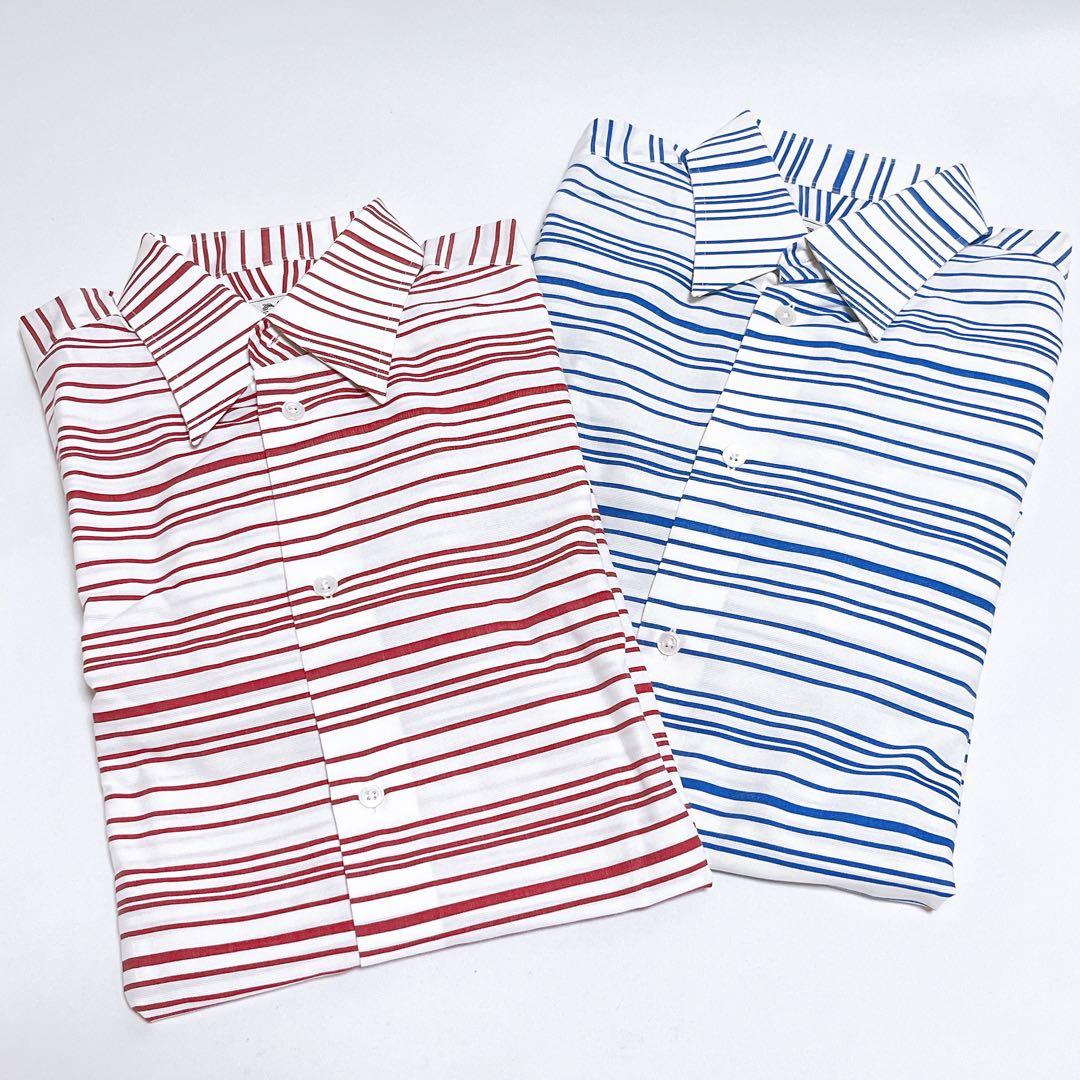 HERMES エルメス　コットン 長袖シャツ　ホワイト×ボーダー　2枚セット