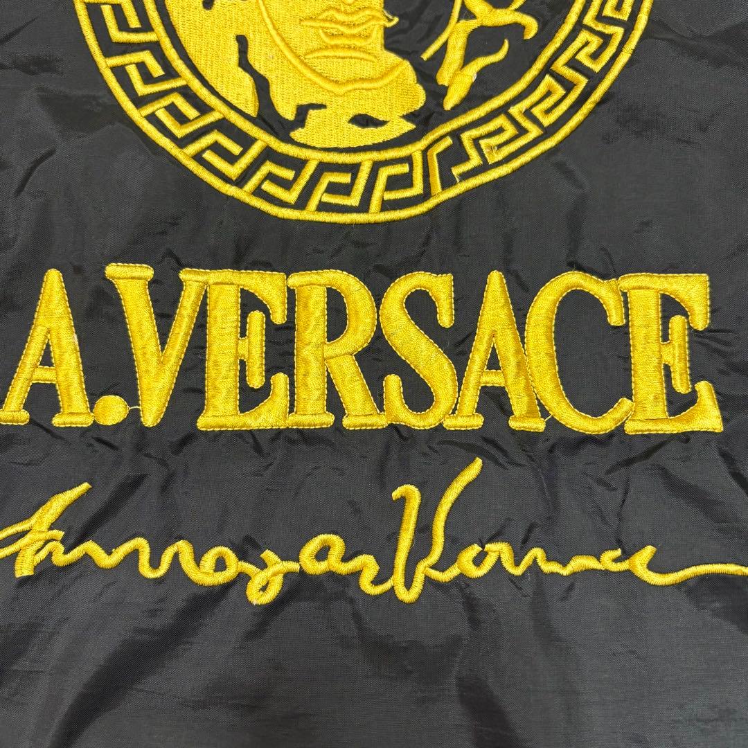 A.VERSACE ナイロンジャケット コーチジャケット メデューサ刺繍 黒XL