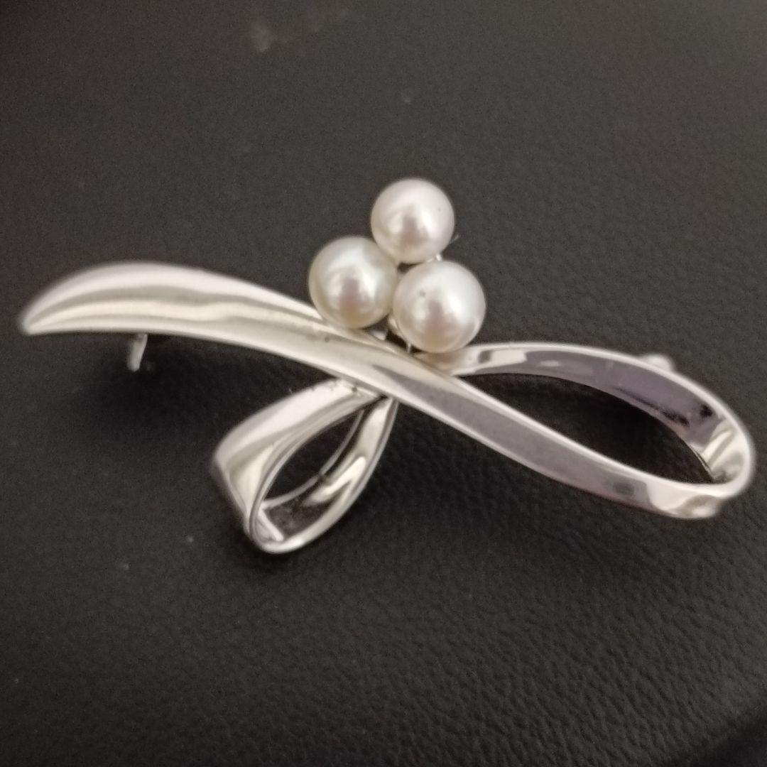 ミキモト MIKIMOTO ブローチ 3粒 ベビーパール シルバー