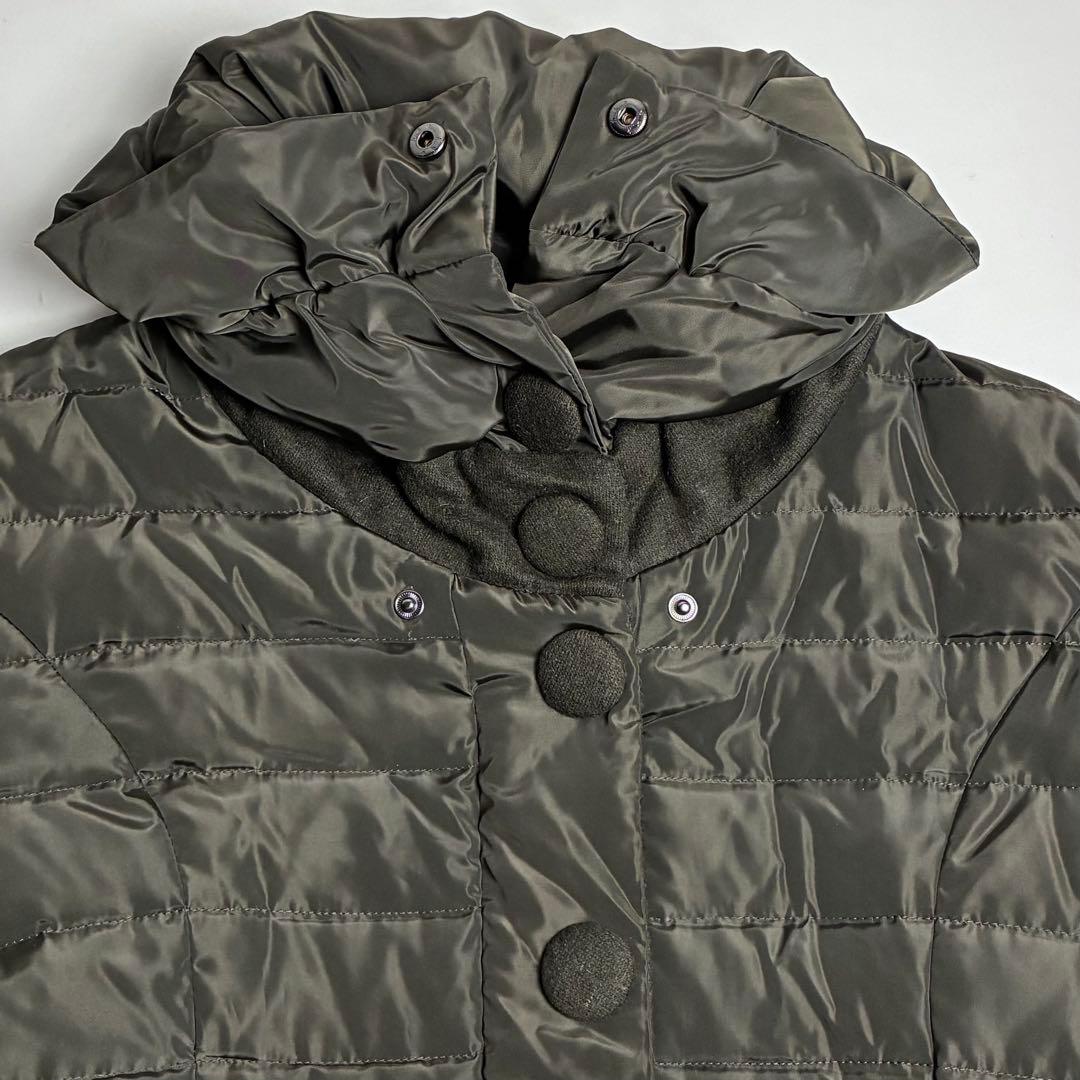 【美品】E-clat/異素材切り替えダウンコート/ウール/エイココンドウ/カーキ