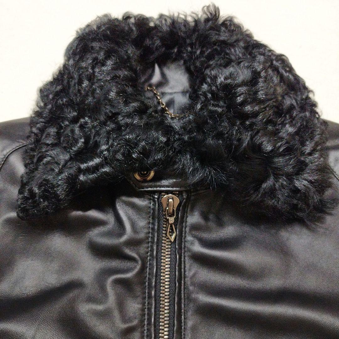 MANIAC WORKS　リアルファーラムレザーライダースジャケット　黒　M