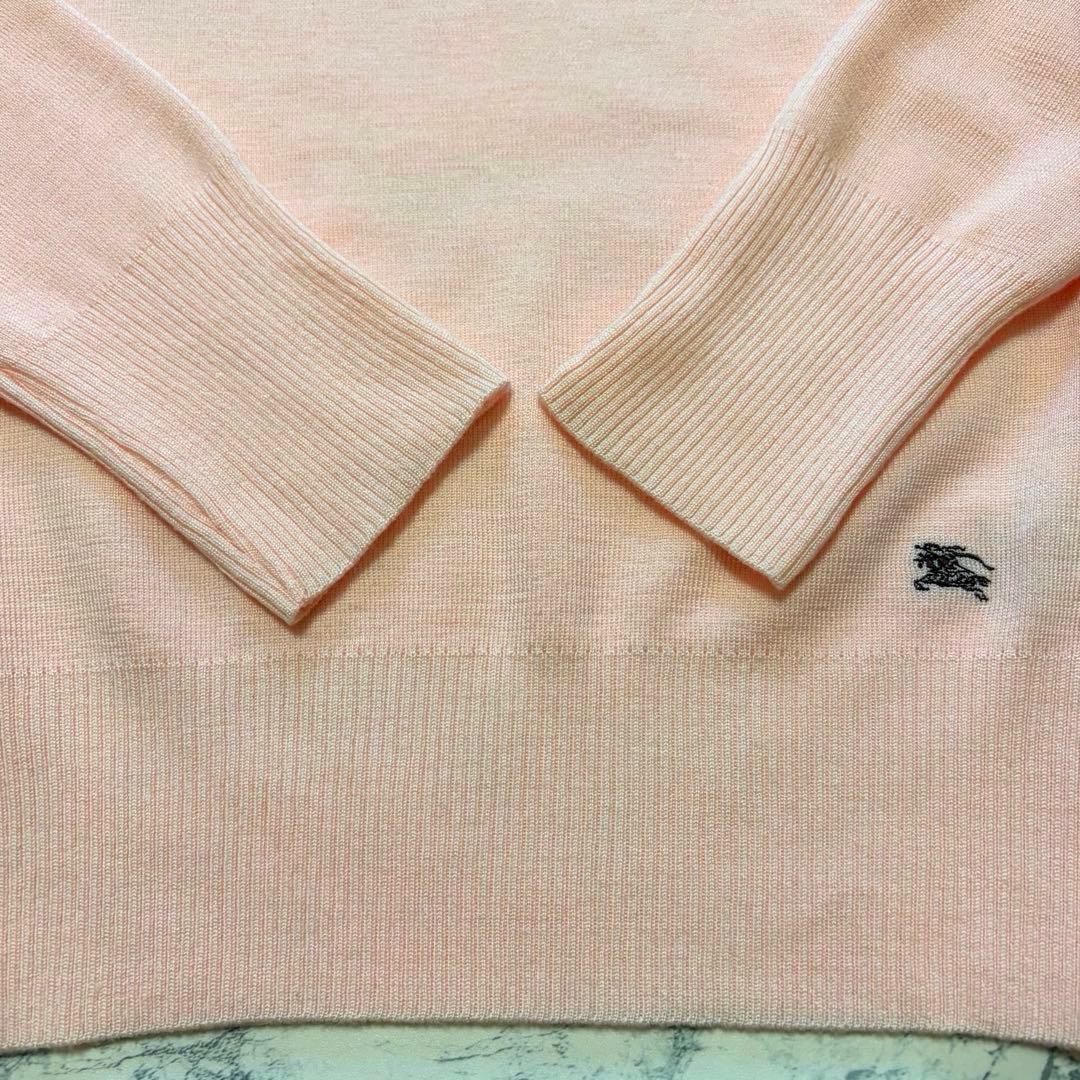 美品♡バーバリー　セーター　ニット　ウール混　薄手　ホースロゴ刺繍　チェック　M
