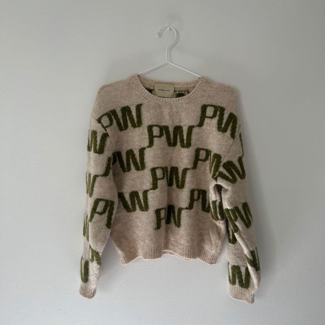 paloma wool PWロゴセーター ベージュ・グリーン