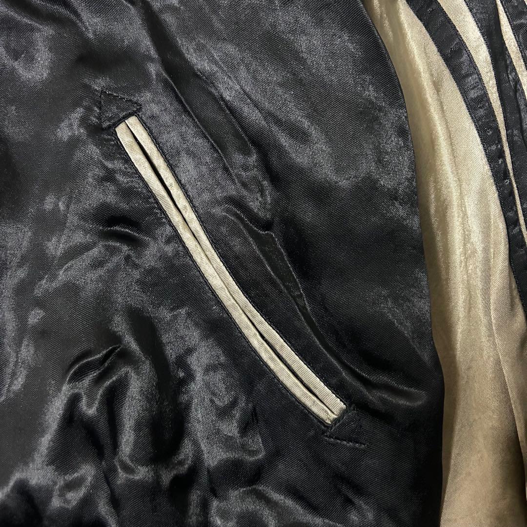 美品 サトリ スカジャン リバーシブル XXL 蓮 ガネーシャ 仏教 刺繍 黒