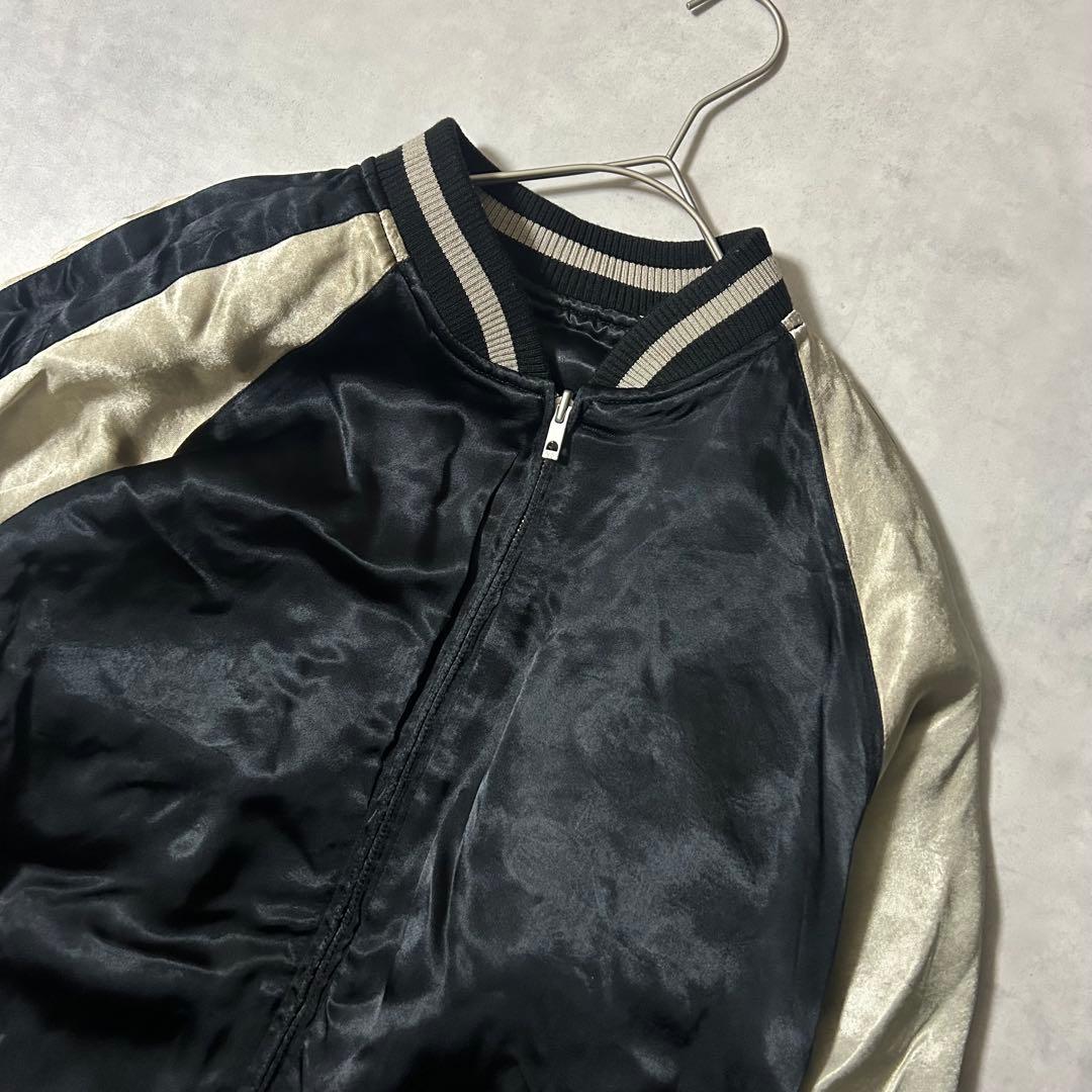 美品 サトリ スカジャン リバーシブル XXL 蓮 ガネーシャ 仏教 刺繍 黒