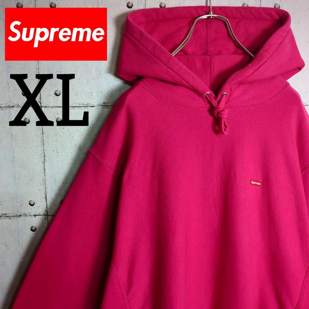【即完XLサイズ】Supreme　スモールボックスロゴ　パーカー　希少ピンク