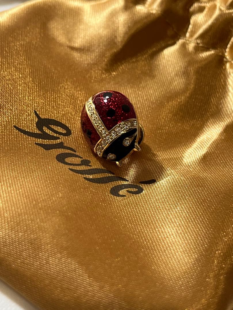 美品 Grosseグロッセ てんとう虫 ブローチ 袋付き