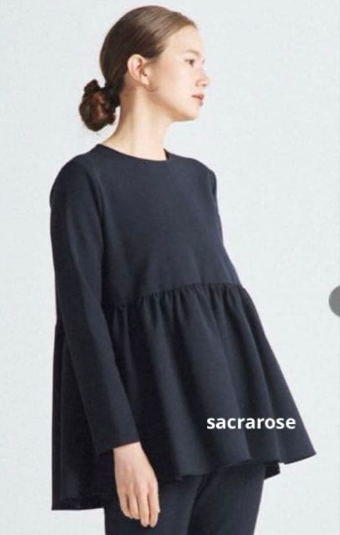 【すぐ着られる】yori 36サイズ　ソフト裏起毛フリルブラウス　ぬくぬく