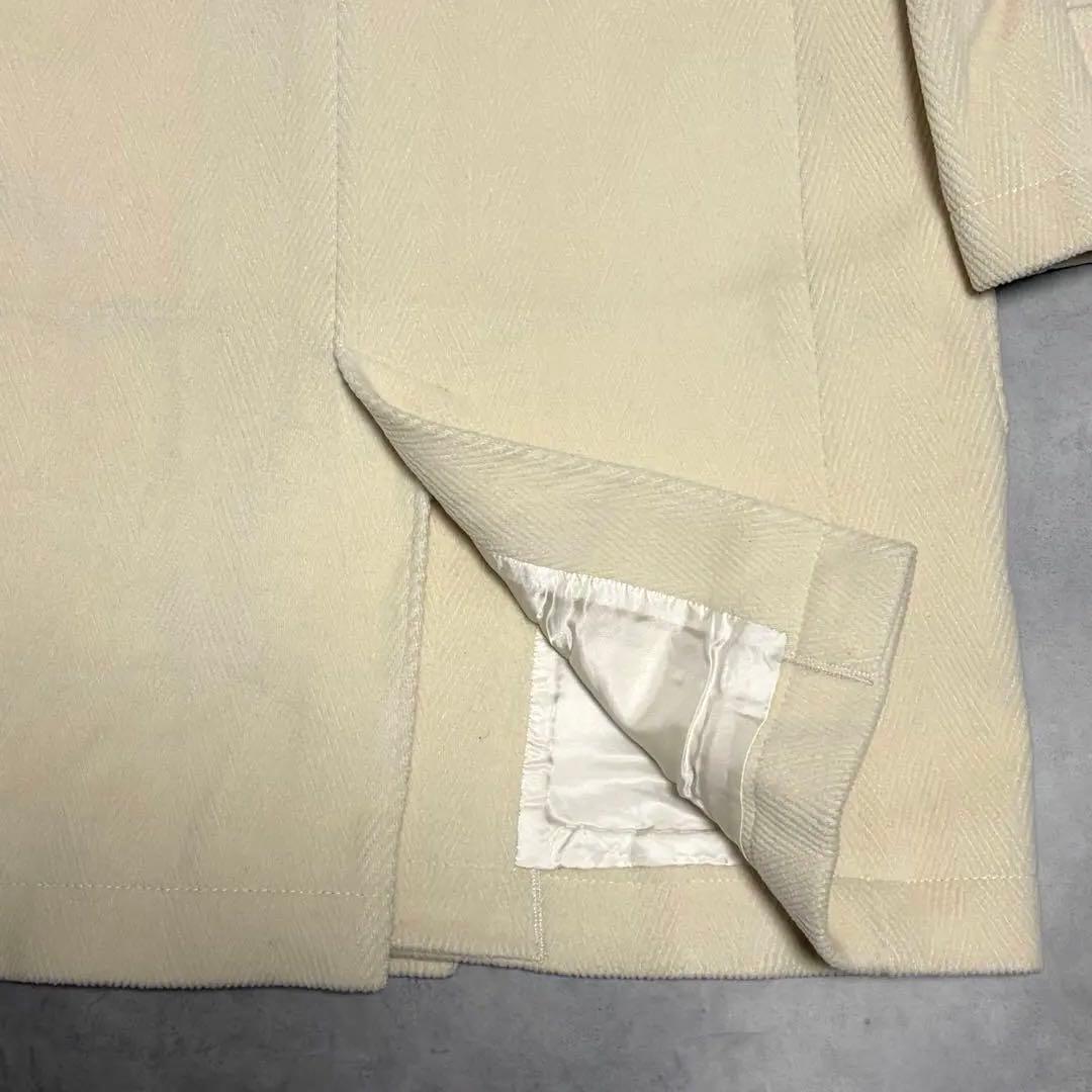 美品 23区 ヘリンボーン ダッフルコート 46 オフホワイト 定価6.6万円