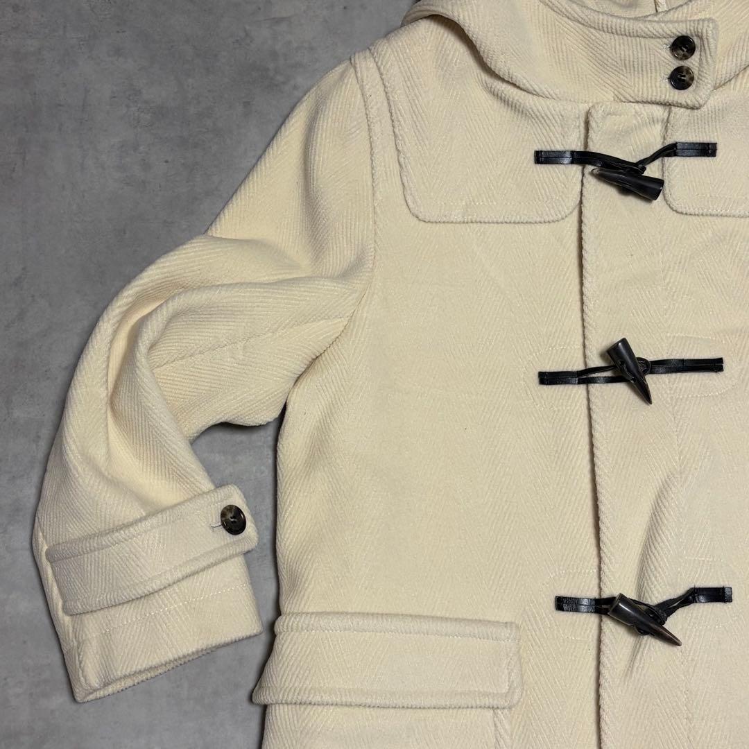美品 23区 ヘリンボーン ダッフルコート 46 オフホワイト 定価6.6万円