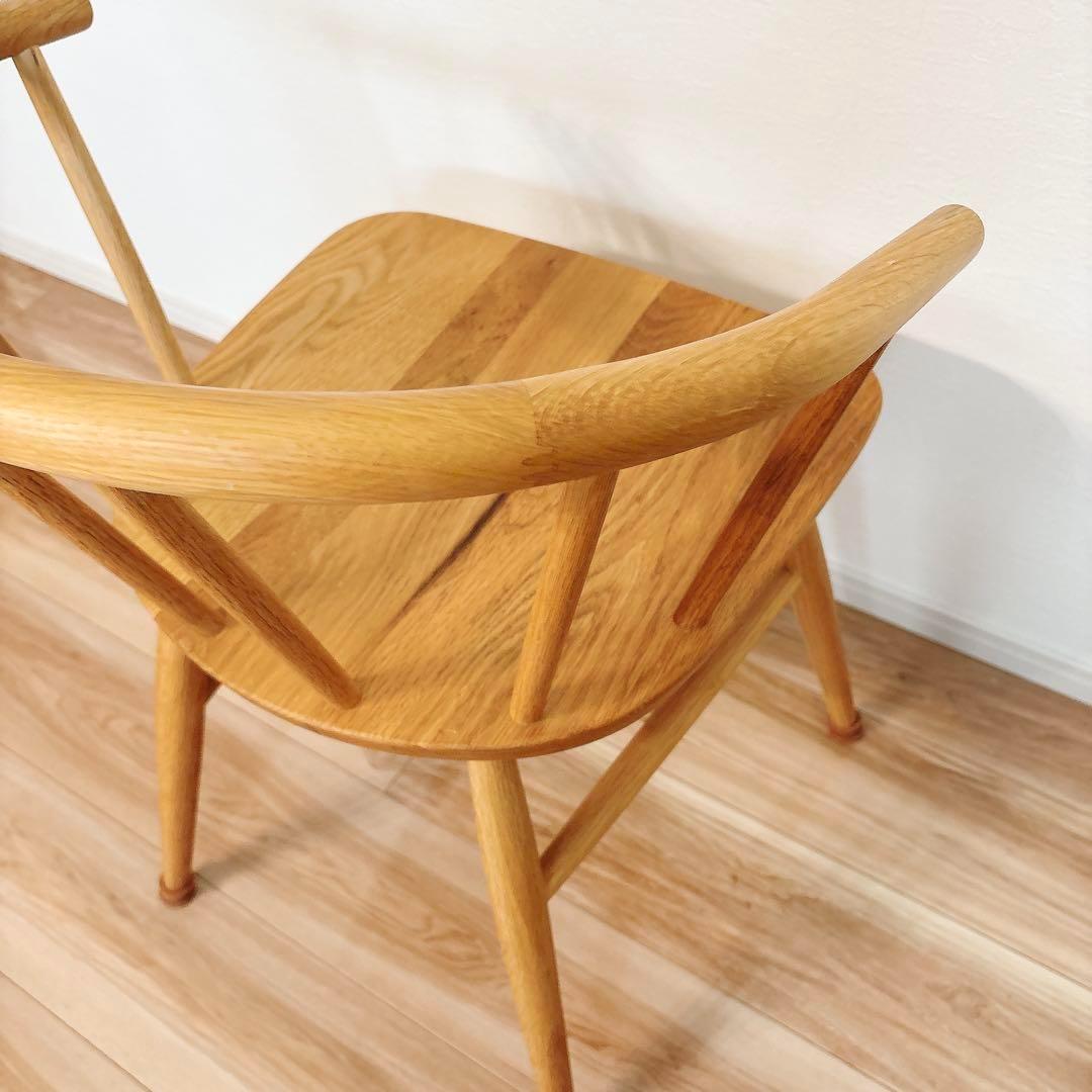 【J-】 無印良品 オーク材 アームチェア 丸脚 天然木 木製 椅子