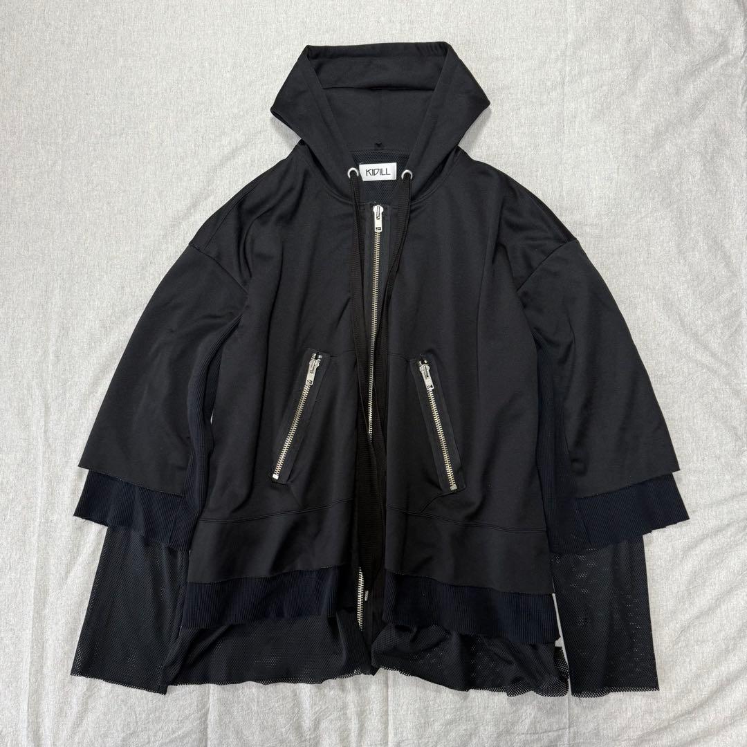 【狂気】KIDILL 刺繍 メッシュ パーカー 黒 FREE オーバーサイズ