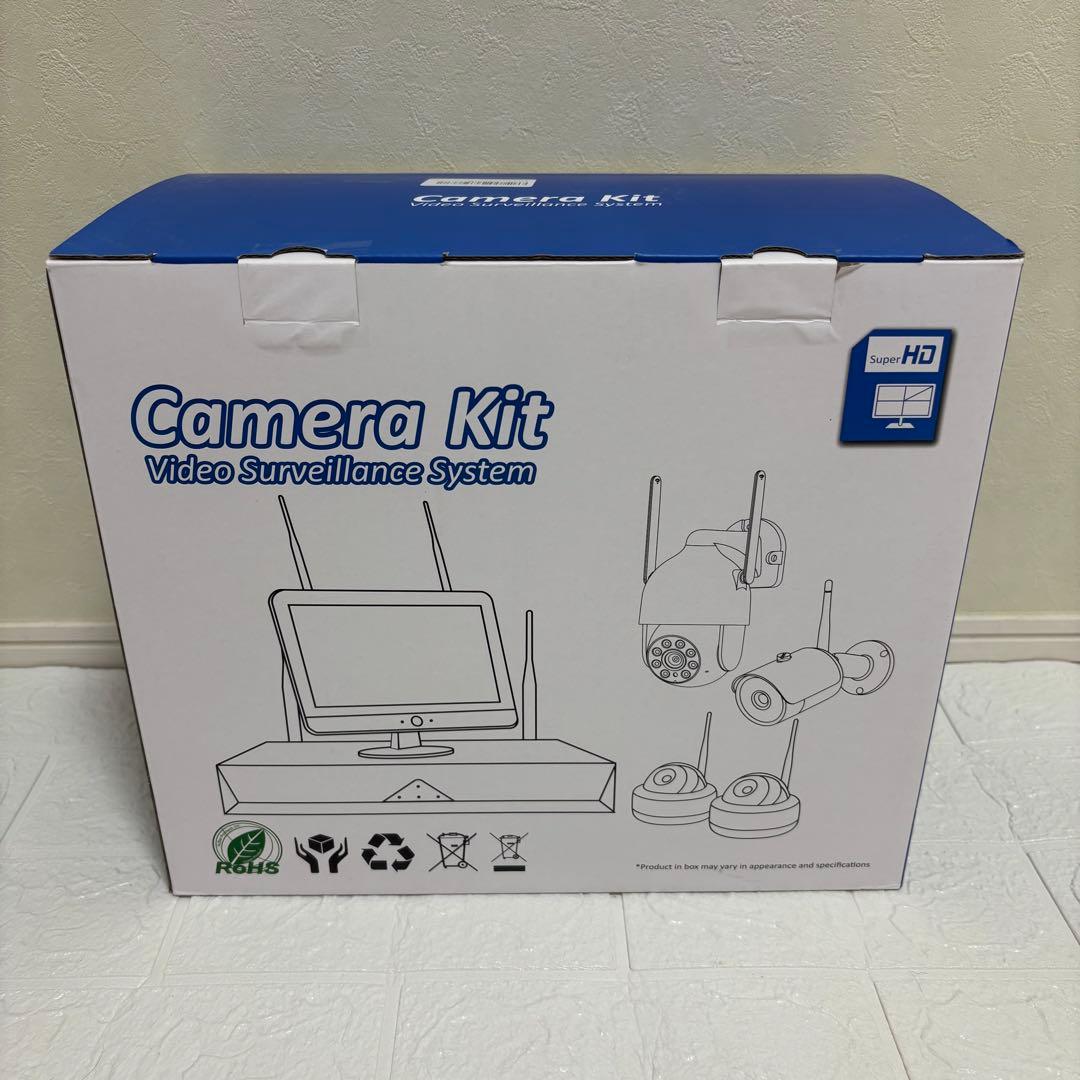 1品限り❤️防犯カメラ 屋外 ソーラー 400万画素 2台 13インチモニター付き