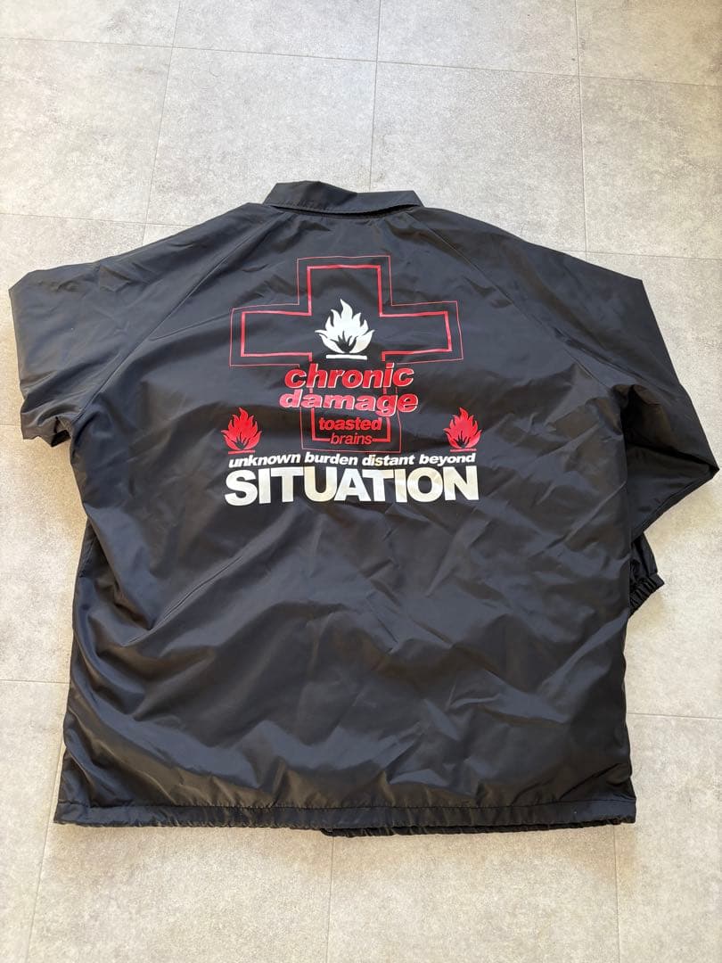 セントマイケル　ブラック ナイロンジャケット グラフィックプリント