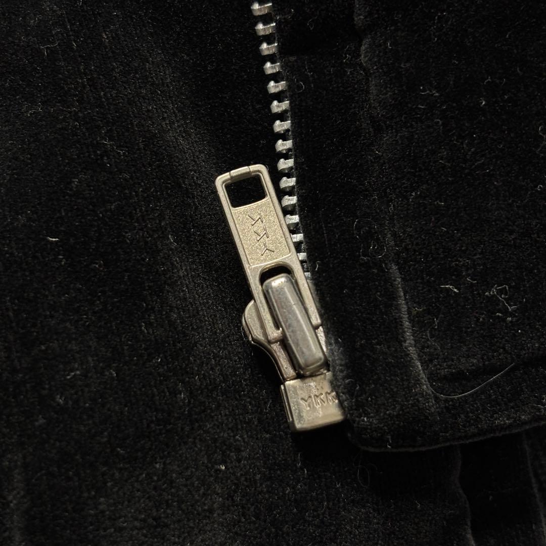 ヴィンテージ スカジャン 別珍 ベロア 龍 刺繍 キルティング 中綿 黒 L相当