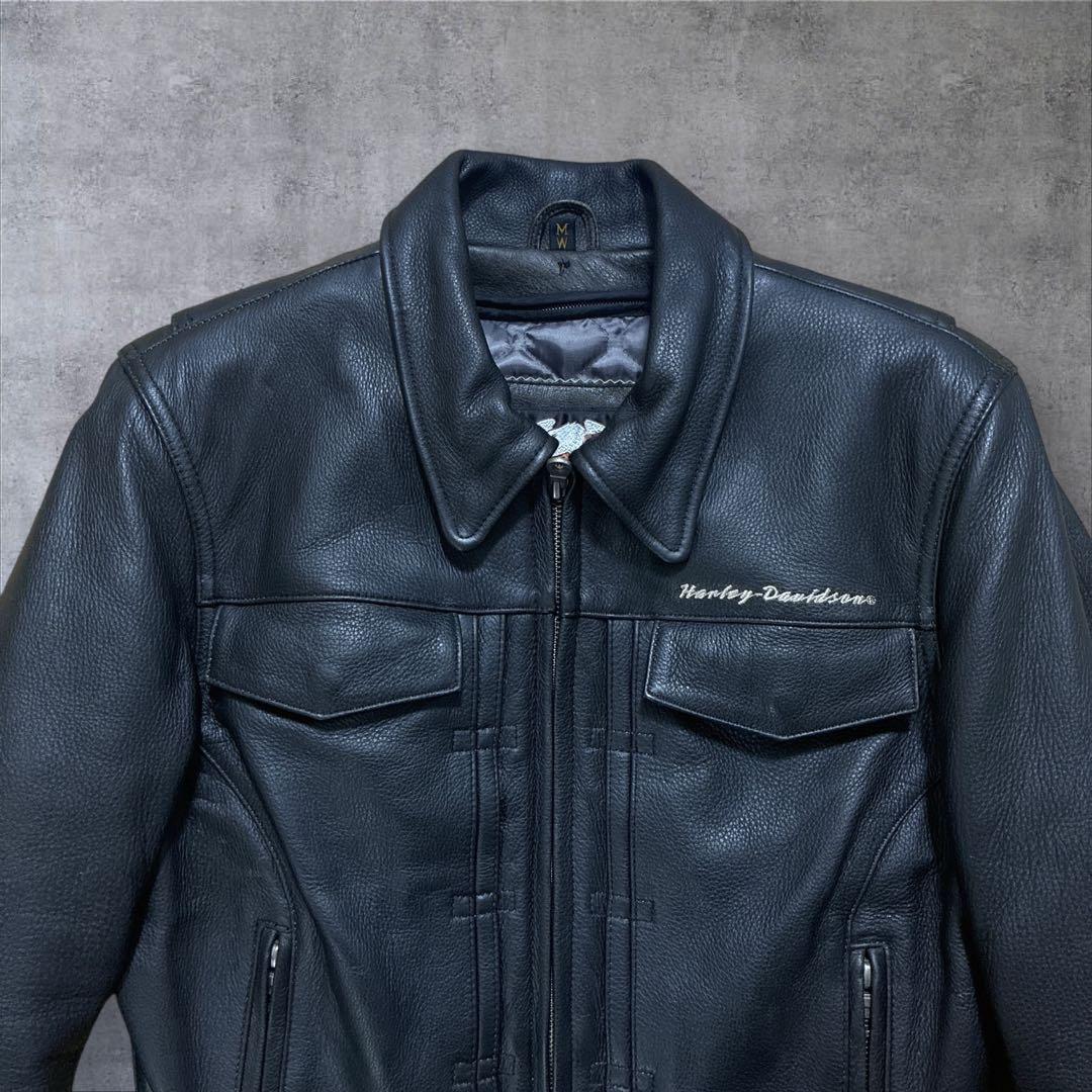 【純正】ハーレーダビッドソン 本革 ライダース キルティング MW シボ