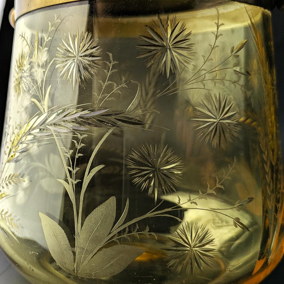 試される審美眼★オールド サン・ルイ 1930年頃 珍しいアンバーガラスバケット