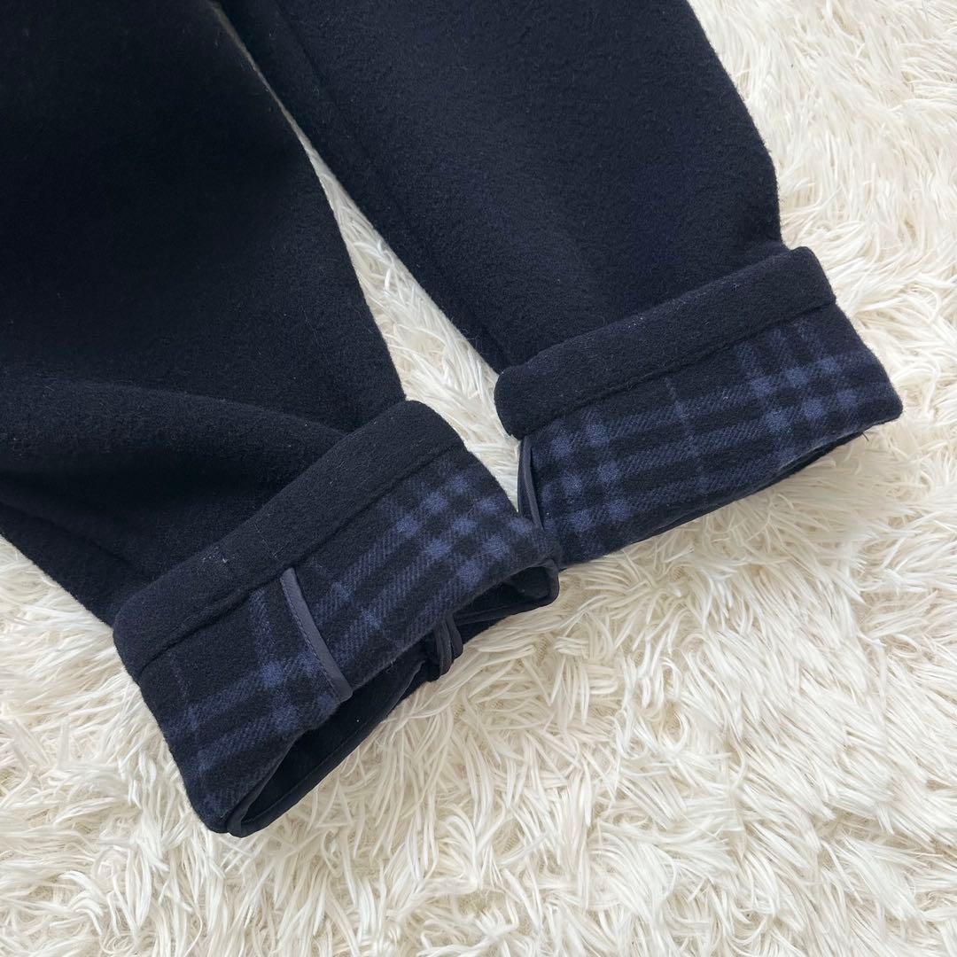 バーバリー ロング ダッフルコート ダブルフェイス ノバチェック 濃紺 L