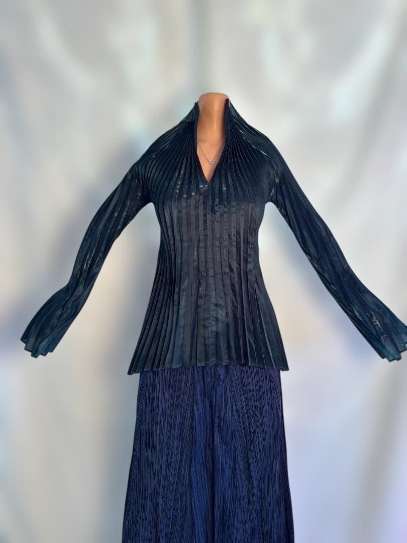 [希少] ISSEY MIYAKE プリーツ ジャケットダークブルー M