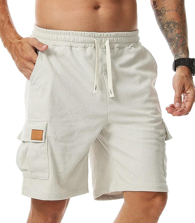 Short Cargo Homme en Velours Côtelé avec Poches  - Comilaka – Image 4