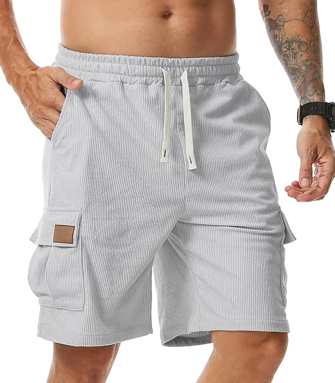 Short Cargo Homme en Velours Côtelé avec Poches  - Comilaka – Image 7