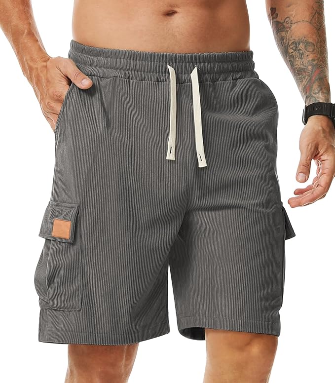 Short Cargo Homme en Velours Côtelé avec Poches  - Comilaka – Image 8