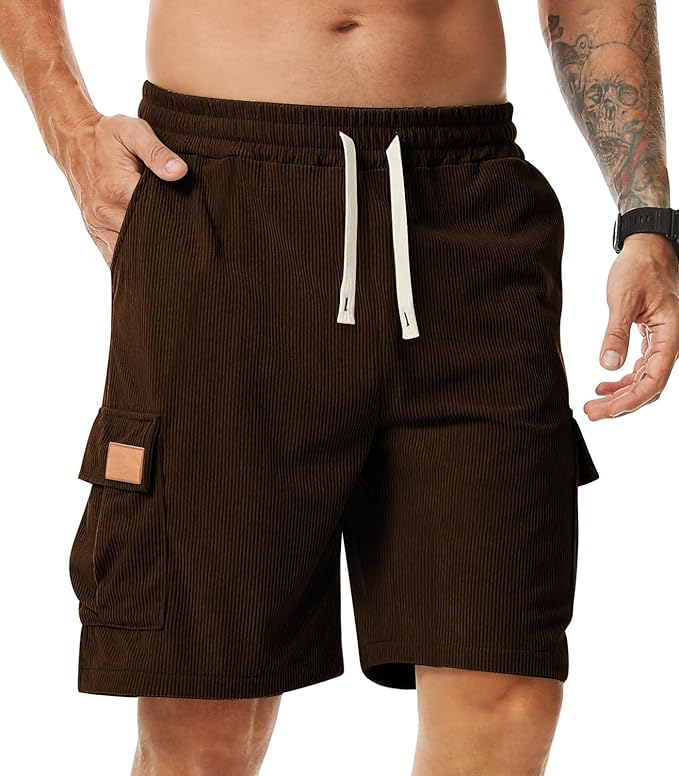 Short Cargo Homme en Velours Côtelé avec Poches  - Comilaka – Image 9