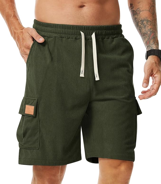 Short Cargo Homme en Velours Côtelé avec Poches  - Comilaka – Image 11