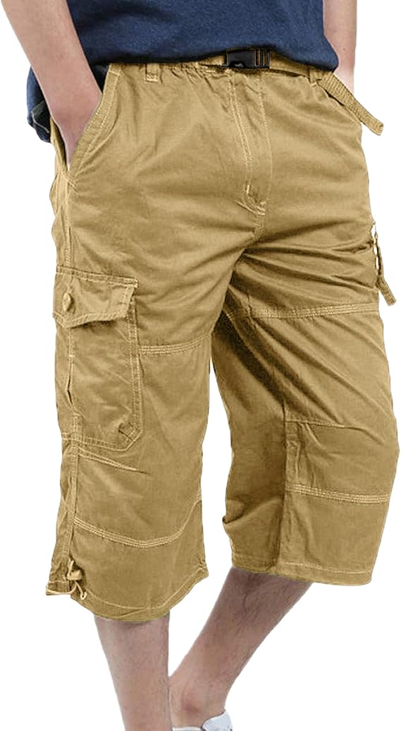 Short cargo 3/4 homme été – Coton léger, multi-poches & taille élastique – Image 4
